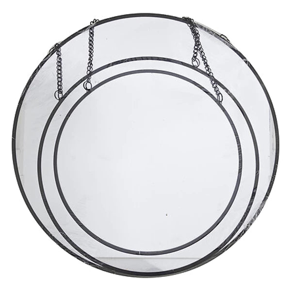 Set 3 Oglinzi Decorative Rotunde Suspendabile cu Lant - Design Modern, Argintiu