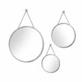 Set 3 Oglinzi Decorative Rotunde Suspendabile cu Lant - Design Modern, Argintiu