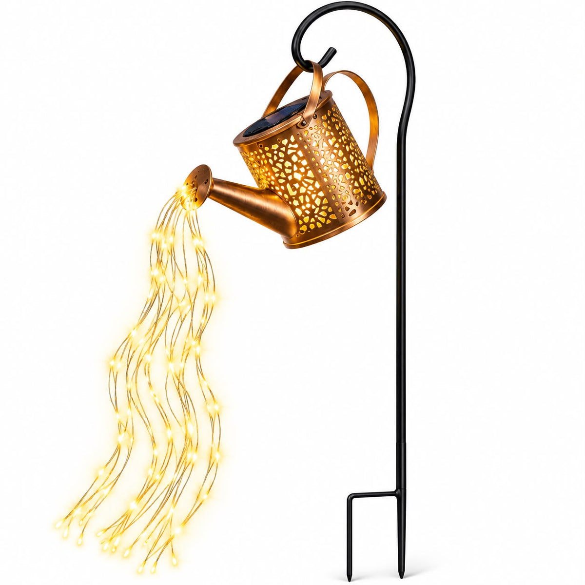 Lampa solara de Gradina tip stropitoare Gardlov, LED, efect ploaie de lumina, IP65, 80cm, Auriu