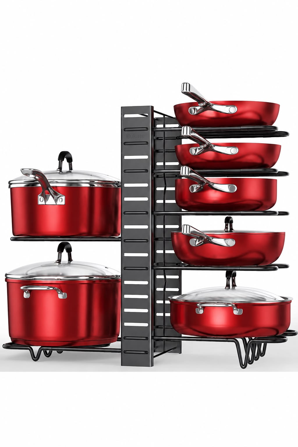 Organizator metalic 2-in-1 pentru oale si tigai-47x21x38cm,Negru
